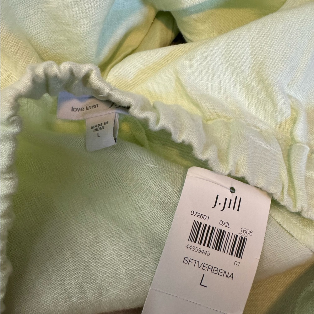 NWT J.Jill Love Linen Relaxed Pants Sz Large Lemon Lime Cuffed Hem - Picture 13 of 13